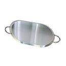 21" x 13" Stainless Steel Oval Serving Platter Ottoman Tray with Handles