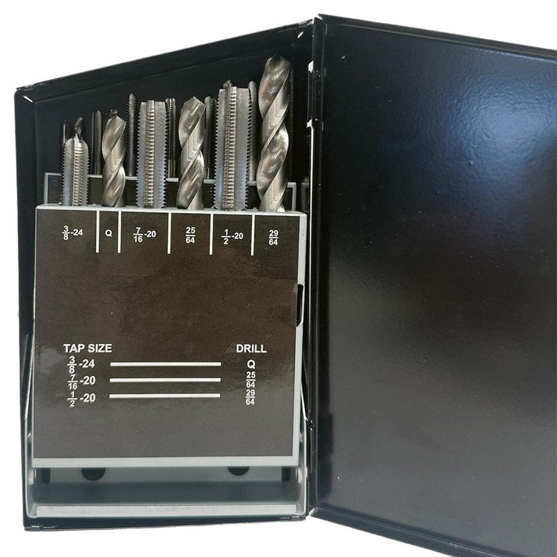 18 Pc HSS UNF Tap Drill Set High Speed Steel Drilling Bit Plug Chamfer Tap Drill