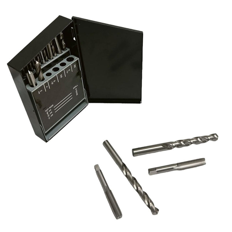 18 Pc HSS UNF Tap Drill Set High Speed Steel Drilling Bit Plug Chamfer Tap Drill