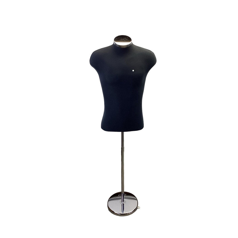 Black Shirt Form & Neckblock Mannequin Adjustable Height Stand 38-3/4" Bust