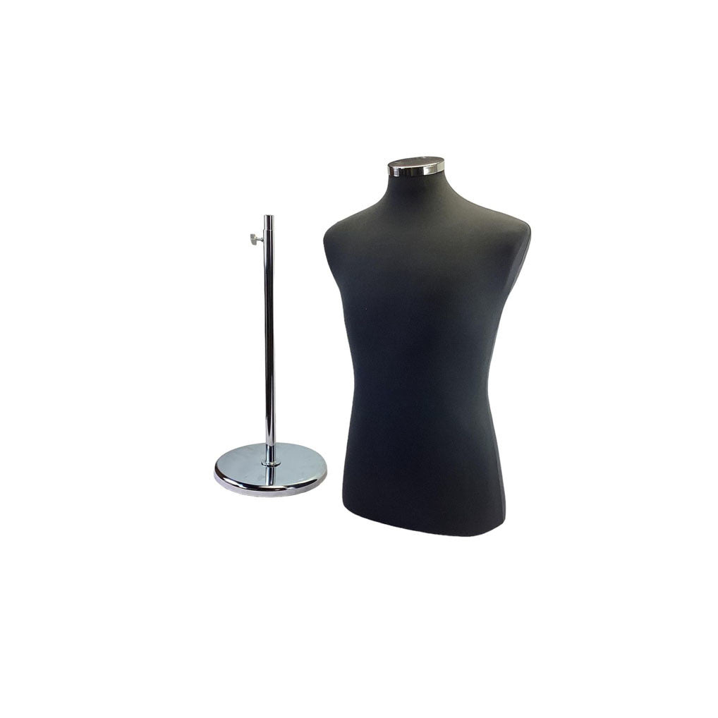 Black Coat Form & Neckblock Mannequin Adjustable Height Stand 39" Bust 35" Waist