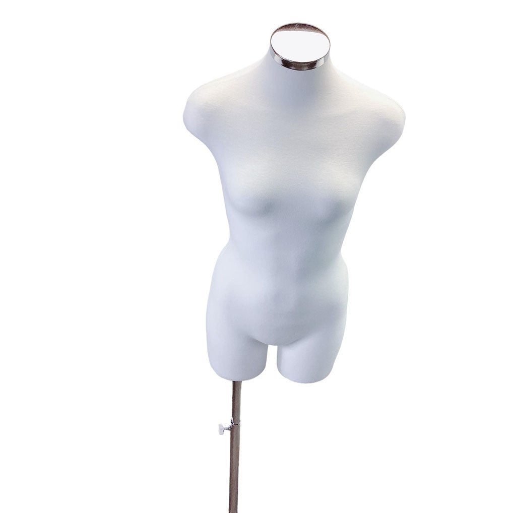 Cream Women Torso Form Neckblock Mannequin Adjustable Height Stand 32-1/2" Bust