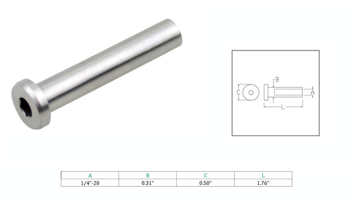 Stainless Steel 1/4" Slimeline Flat Head Receiver Swageless Terminal Cable Rail