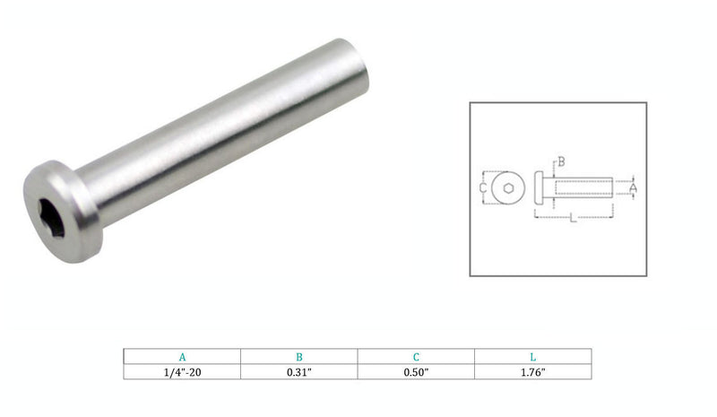 Stainless Steel 1/4" Slimeline Flat Head Receiver Swageless Terminal Cable Rail