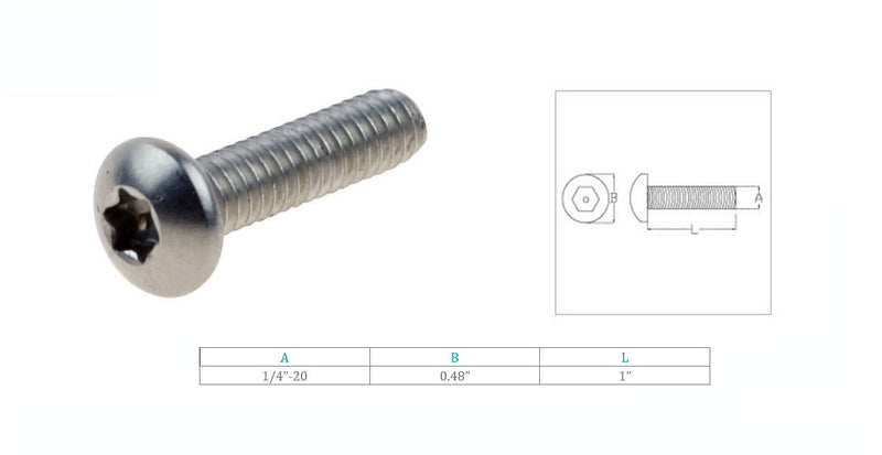 4 Pcs Marine Stainless Steel 1/4" Tampered Proof Panhead Screw Fully Threaded