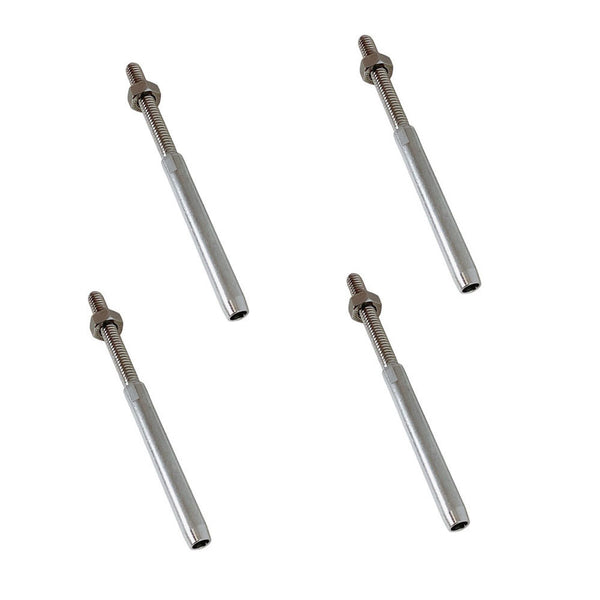 4Pcs Marine T316 Stainless Steel 3/16" Hand Swage Stud Swage Terminal Cable Rail