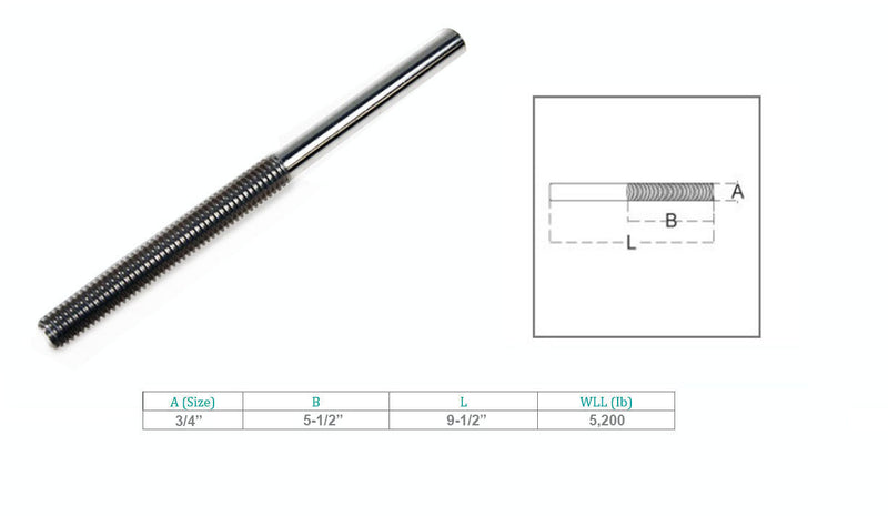 4 Pcs Forged Stainless Steel 3/4" Stub End RH Thread Turnbuckle 5200 Lb WLL