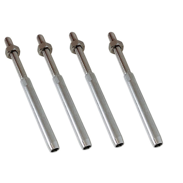4 Pcs Marine T316 Stainless Steel 1/4" Hand Swage Lifeline Stud RH Cable Rail