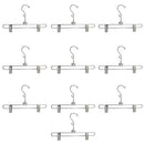 100 Pc 12" Metal Hangers Chrome Pant & Skirt Hanger Clip Retail Store Adult Size