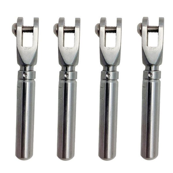 4 Pcs Marine Stainless Steel 3/16" Cable Streamline Adjustable Jaw Cable Rail