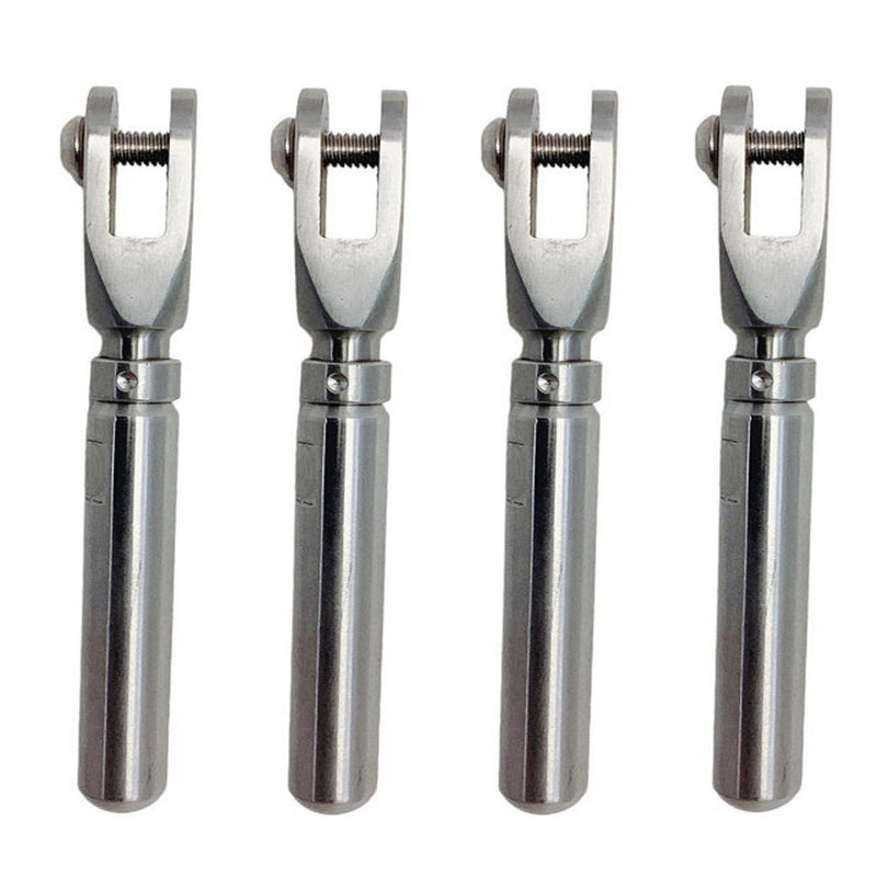 4 Pcs Marine Stainless Steel 3/16" Cable Streamline Adjustable Jaw Cable Rail