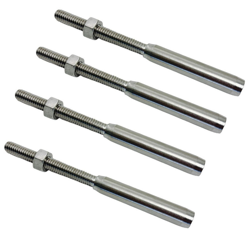 4 Pcs Marine 316 Stainless Steel 3/16" Lifeline Threaded Stud RH Cable Rail Wire