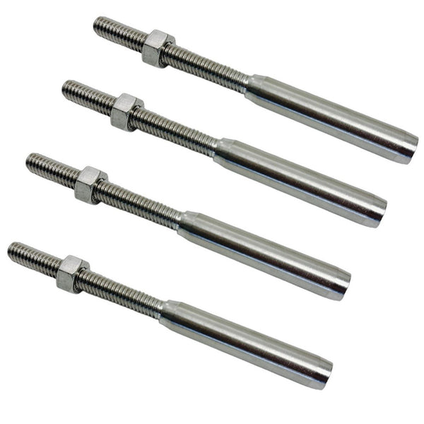 4 Pcs Marine T316 Stainless Steel 1/4" Lifeline Threaded Stud RH Cable Rail Wire