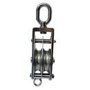 Stainless Steel Double Sheave Swivel Eye Block 3/16" Cable Wire Rope 1450 Lb WLL