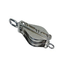 Stainless Steel Double Sheave Swivel Eye Block 3/16" Cable Wire Rope 1450 Lb WLL