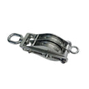 Stainless Steel Double Sheave Swivel Eye Block 3/16" Cable Wire Rope 1450 Lb WLL