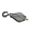 Stainless Steel Double Sheave Swivel Hook Block 3/16" Cable Wire 1450 Lb WLL