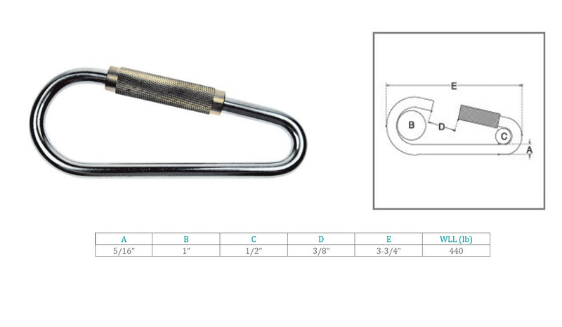 Marine Boat T304 Stainless Steel Quick Link Spring Loaded Lock Carabiner