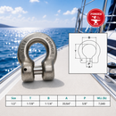 Marine Boat T318LN Stainless Steel G60 Clevis Shackle, Rigging Lift Shackle for Chain, Lifting, Marine, and Outdoor Hardware