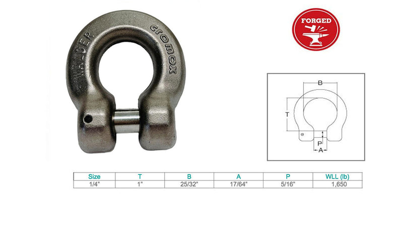 Marine Boat T318 LN Stainless Steel 1/4" G60 Clevis Shackle 1650 Lb WLL Rig Lift
