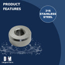 4 Pcs Marine T316 Stainless Steel 5/16"-18 Thread 11/16" Flat End Hardware Nut