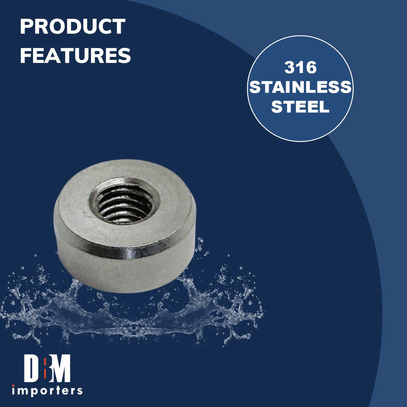 4 Pcs Marine T316 Stainless Steel 5/16"-18 Thread 11/16" Flat End Hardware Nut