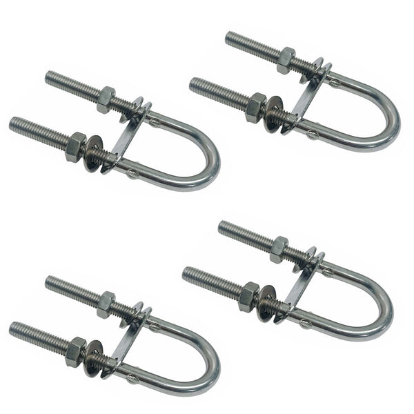 4 Pcs Marine T304 Formed Stainless Steel 2-1/2" U-Bolt Nuts Washers And Plate