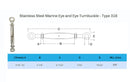 Stainless Steel EYE EYE Closed Body Turnbuckle 3/16", 1/4", 5/16", 3/8"