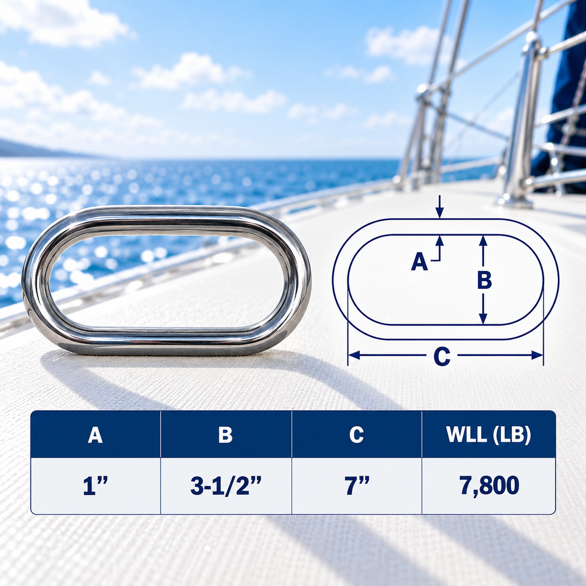 Stainless Steel T316 Marine Master Link, Welded Formed Rigging Link for Boat, Lifting, Chain, Rope, Cable, Dock, and Outdoor Hardware