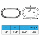 Stainless Steel T316 Marine Master Link, Welded Formed Rigging Link for Boat, Lifting, Chain, Rope, Cable, Dock, and Outdoor Hardware