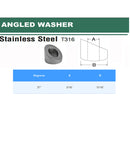 T316 Stainless Steel 30 Degree, 33 Degree, 37 Degree Angled Beveled Washers | PACK 5 |