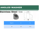 T316 Stainless Steel 30 Degree, 33 Degree, 37 Degree Angled Beveled Washers | PACK 5 |