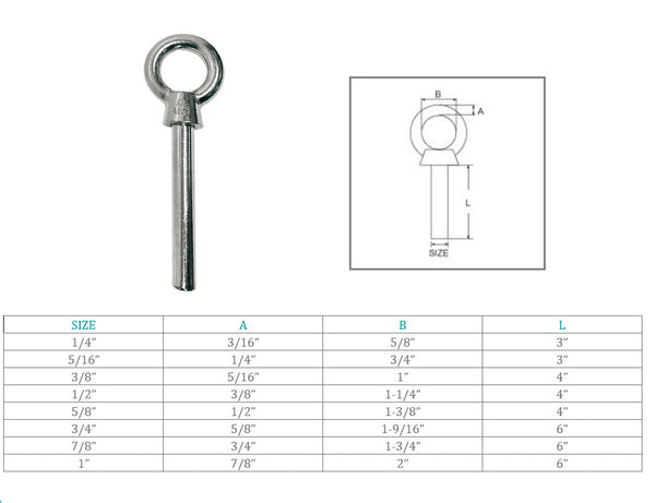 Marine Boat T316 Stainless Steel Shoulder Eye Bolt Non Thread Eye Rivet Bolt