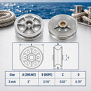 Marine Boat T304 Stainless Steel Sheave Wire Rope Pulley with Brass Bushing for Cable, Rigging, Deck, and Outdoor Use