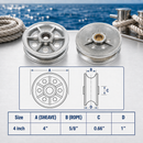 Marine Boat T304 Stainless Steel Sheave Wire Rope Pulley with Brass Bushing for Cable, Rigging, Deck, and Outdoor Use