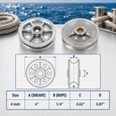 Marine Boat T304 Stainless Steel Sheave Wire Rope Pulley with Brass Bushing for Cable, Rigging, Deck, and Outdoor Use