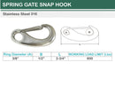 Marine T316 Stainless Steel Gate Snap Hook Carabiner Rigging 2", 2-3/4", 3-3/4"