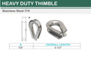 Marine Boat HEAVY DUTY T316 Stainless Steel Thimble Wire Rope Chain Anchor 1/8", 3/16", 1/4", 5/16", 3/8", 1/2", 3/4", 7/8"