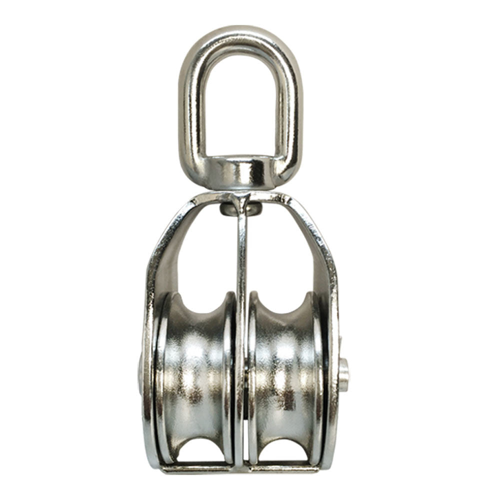 Stainless Steel 316 Double Pulley Block, Marine Wire Rope and Chain Hoist Pulley for 1", 1-1/4", and 2" Sizes