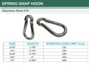 Marine Boat T316 Stainless Steel Snap Hook Spring Snap Hook