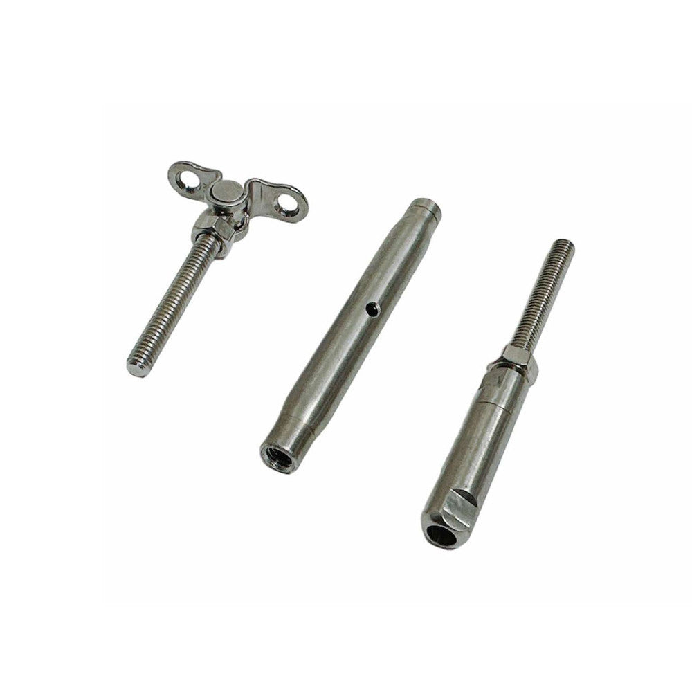 4 Pc Set T316 Stainless Steel Push And Go Deck Toggle Turnbuckle, Marine Grade Cable Tensioner for 3/16" and 1/4" Cable