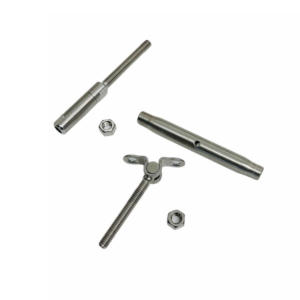 4 Pc Set T316 Stainless Steel Push And Go Deck Toggle Turnbuckle, Marine Grade Cable Tensioner for 3/16" and 1/4" Cable