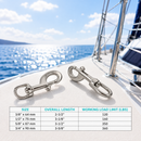 5 Pc Set Marine Boat T316 Stainless Steel Swivel Eye Bolt Snap Hook, Quick Release Rigging Clip for Rope, Chain, Cable, and Outdoor Use