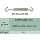316 Stainless Steel Marine HOOK HOOK , JAW JAW Turnbuckle Swivel Lift