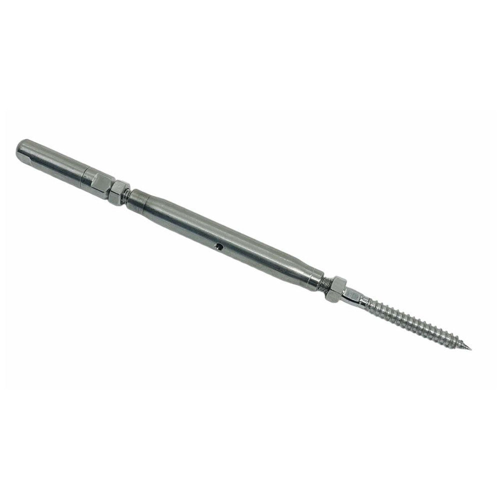 4 Pc Set Marine T316 Stainless Steel Push And Go Lag Turnbuckle, Cable Wire Rope Tensioner for Deck, Dock, Rail, and Lifeline Systems