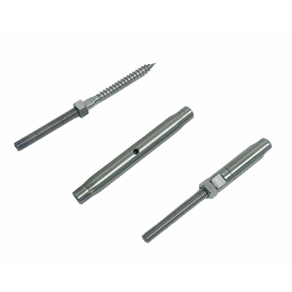 4 Pc Set Marine T316 Stainless Steel Push And Go Lag Turnbuckle, Cable Wire Rope Tensioner for Deck, Dock, Rail, and Lifeline Systems