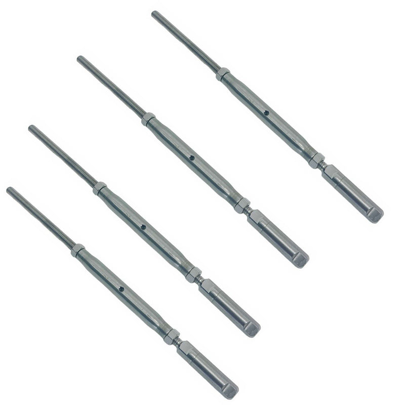 4 Pcs T316 Stainless Steel 1/8" Push And Go Threaded Turnbuckle 1/4"-20 Thread