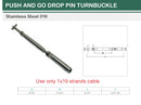 Marine T316 Stainless Steel Push And Go Drop Pin Turnbuckle 1/4"-20 Thread