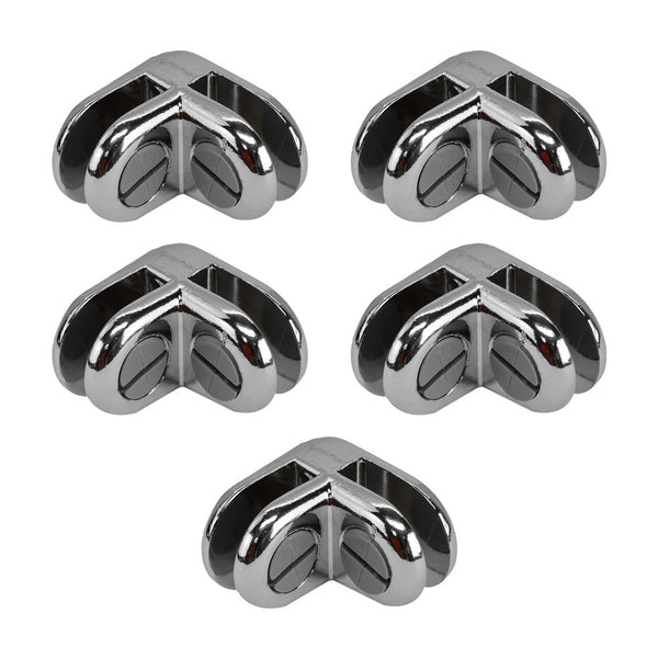 20 PCS CHROME 2 Way Glass Cube Connector Clip 3/16" Tempered Glass Shelf