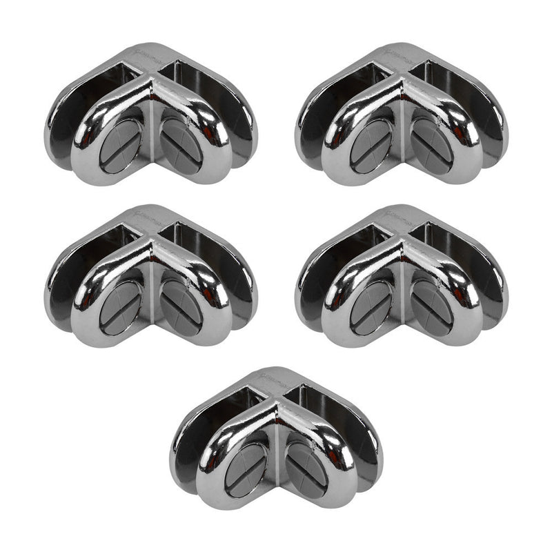 20 PCS CHROME 2 Way Glass Cube Connector Clip 3/16" Tempered Glass Shelf